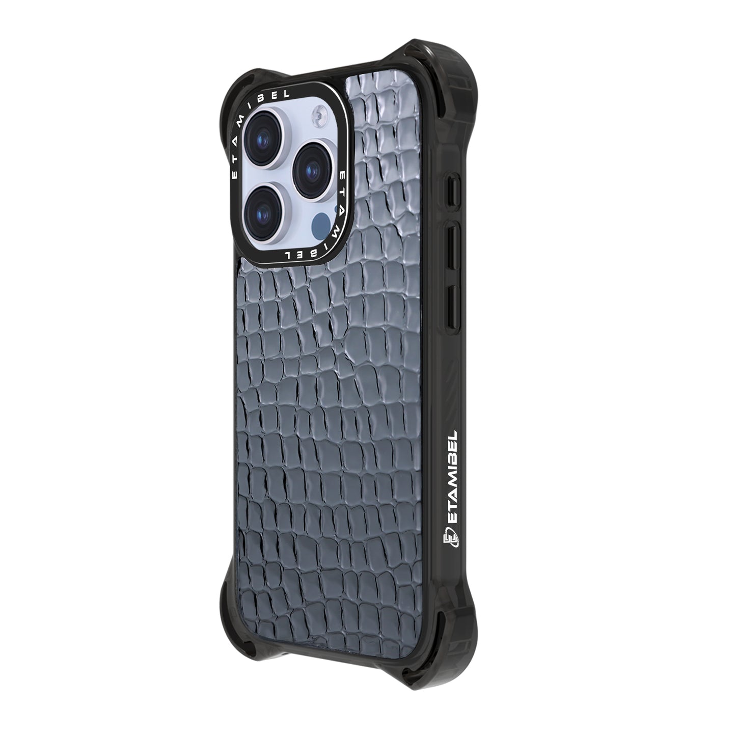 Etamibel Black Vegan Leather iPhone 16 Phone Case with Bulit-in Magnet and MagSafe Support | Up to 7.5M Drop Protection with Metal Camera Frame
