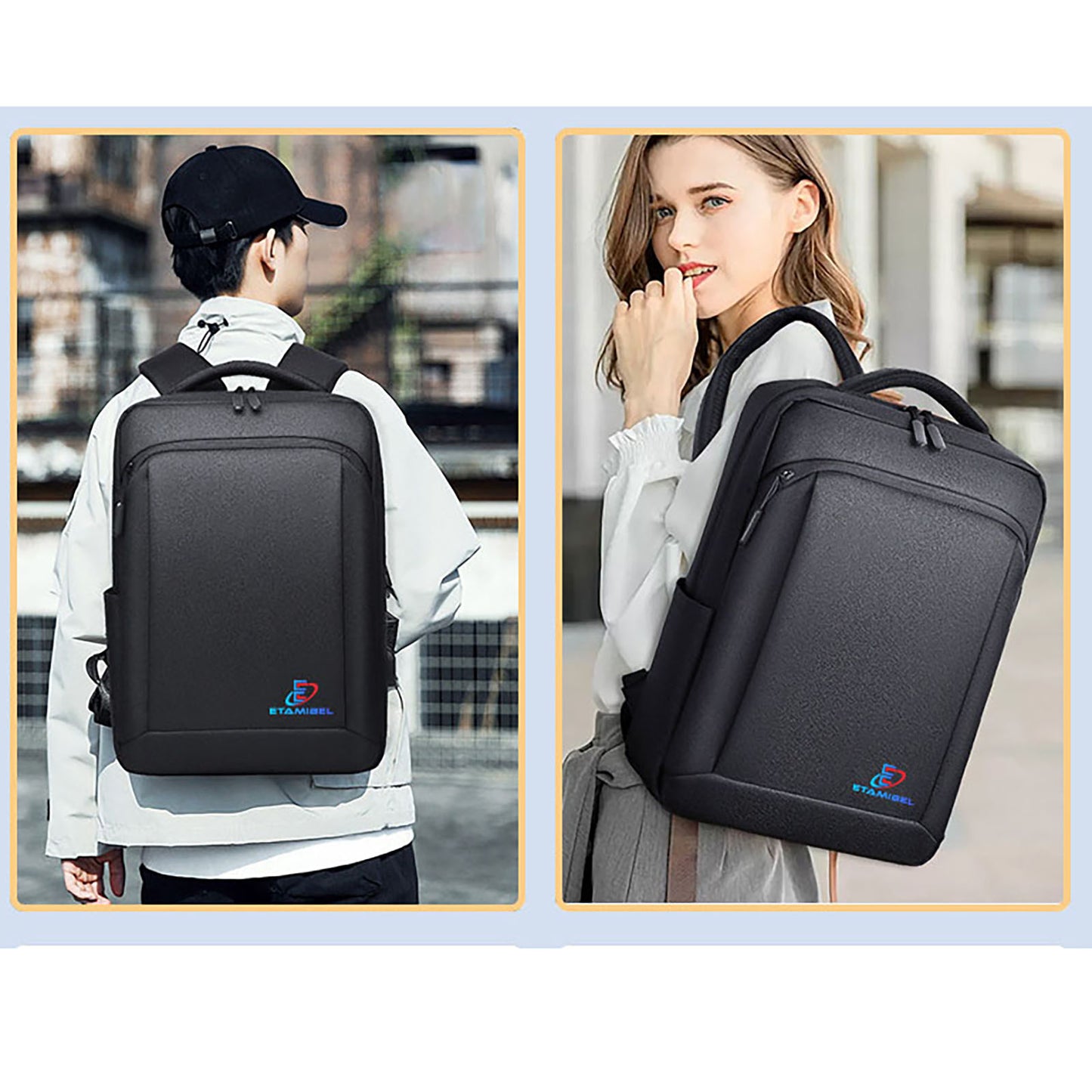Etamibel 18 Inch Durable Waterproof Laptop Backpack with Interior Computer Interlayer and USB Charging pot.